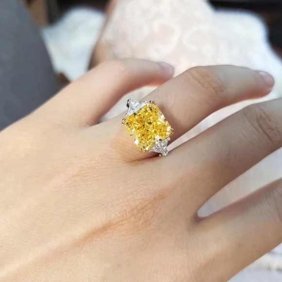 8ct Radiant Cut Canary Ring - Picture 9 of 15